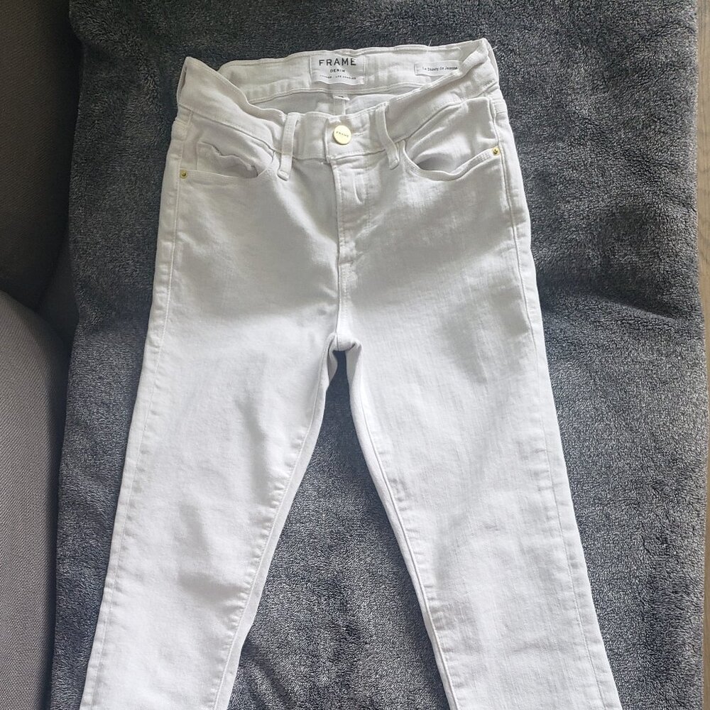 FRAME WHITE SKINNY JEANS SIZE 25 - Picture 3 of 8
